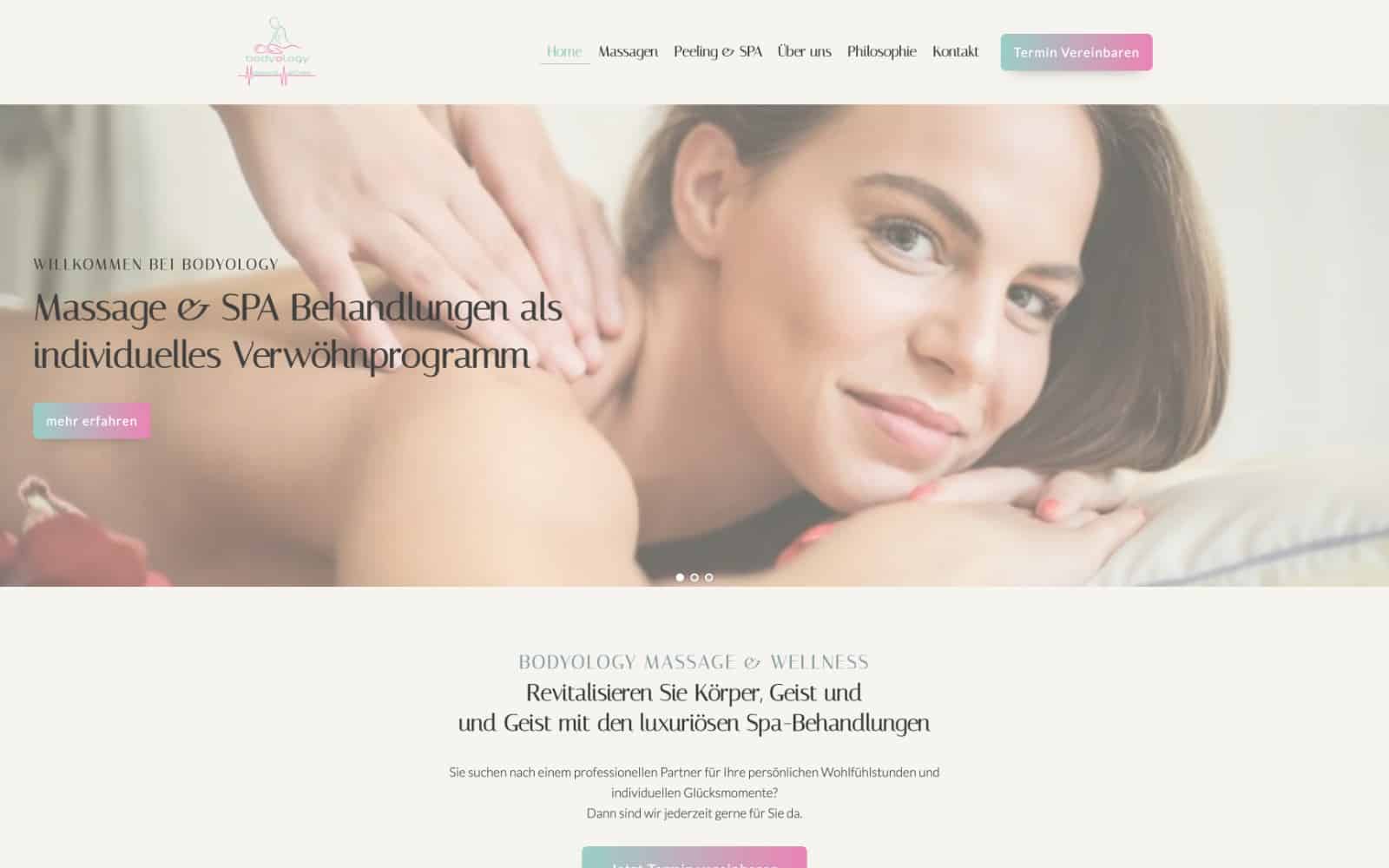 Ein anspruchsvolles Webdesign für ein Massage-Spa in Augsburg.