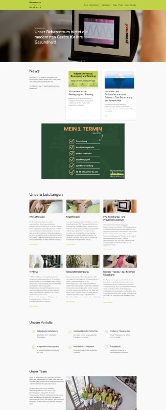 Ein Website-Design für eine Klinik in Augsburg.